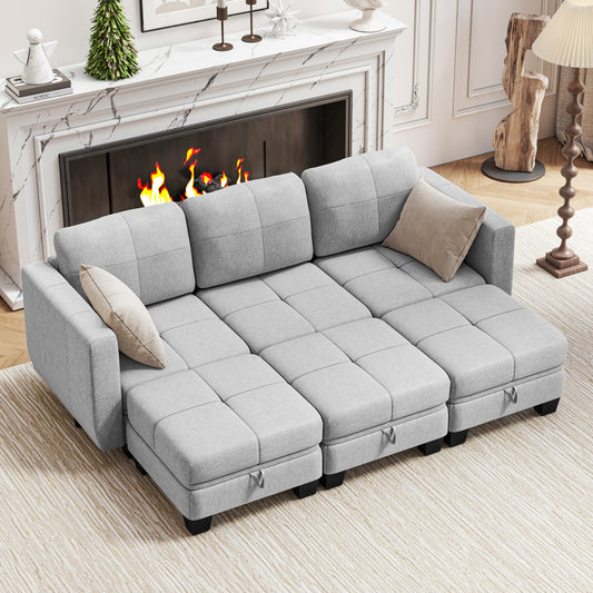 Modular Sofa Bed Triple Sectional sofa with Compressed Back and Seat Cushions