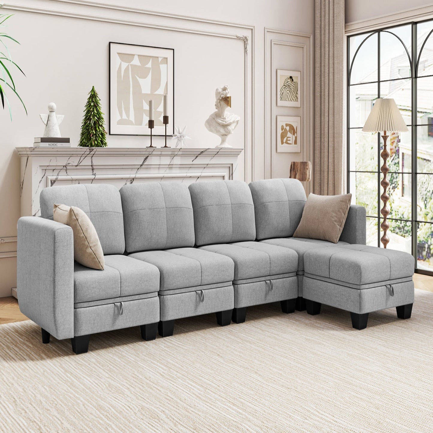 L Shaped Sectional Couch Modular  Sofa