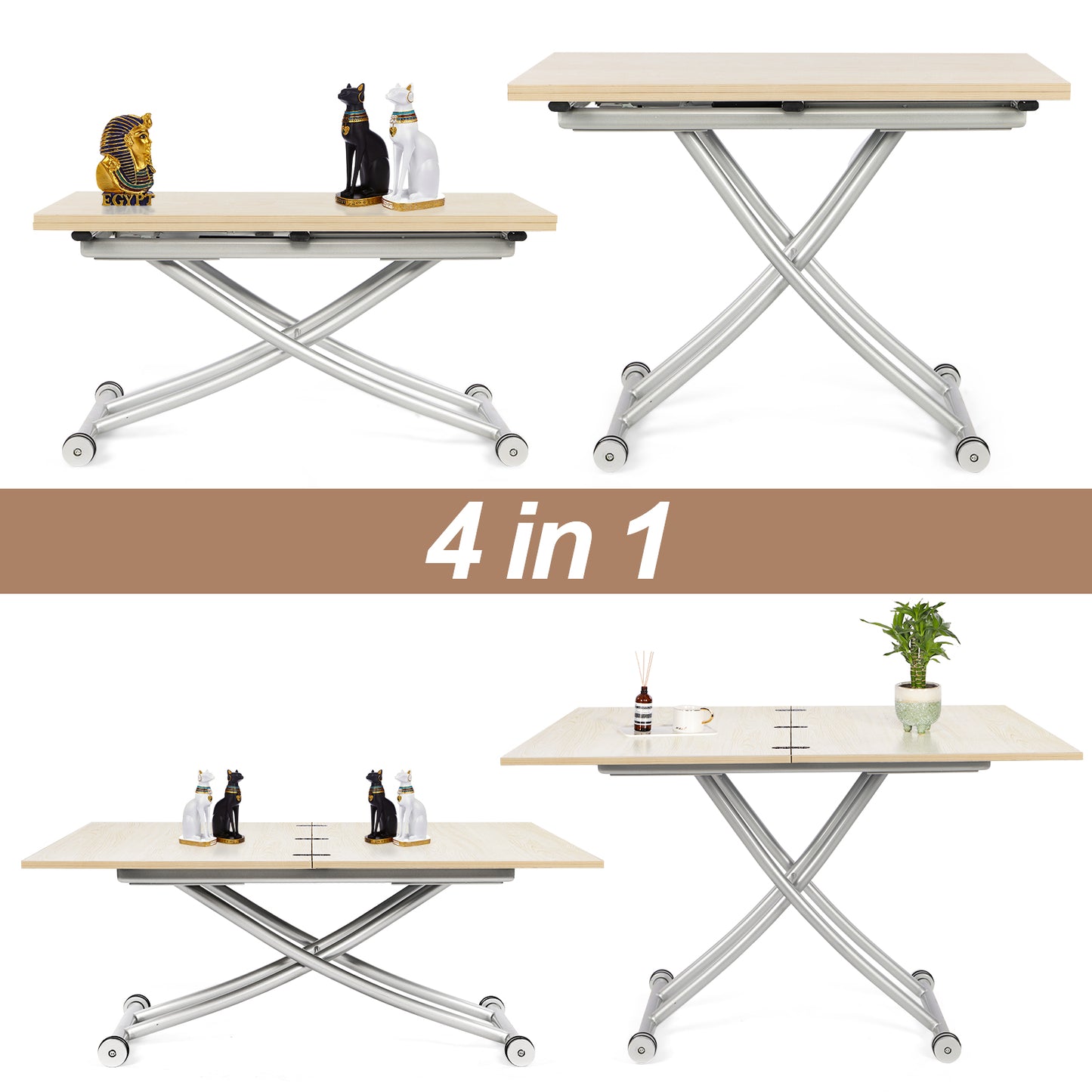 Multi-functional Top-Lifting Coffee Table to Adjustable Dining Table