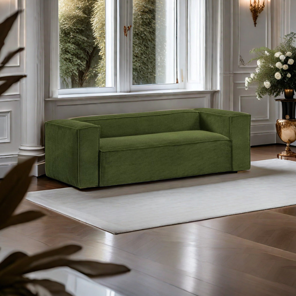 Green Teddy Velvet Loveseat Vacuum Compression Sofa