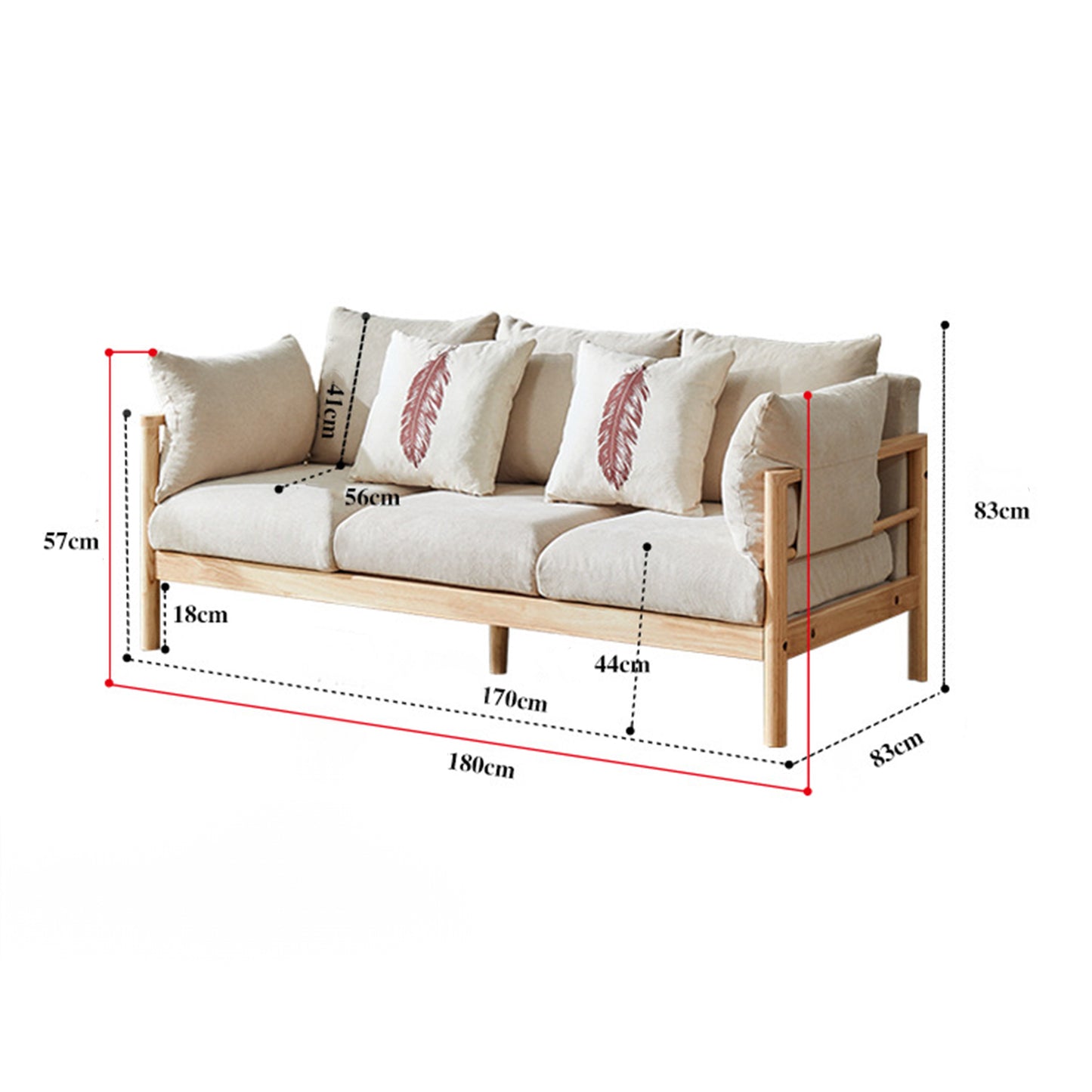 Japanese Simple Wooden Sofa Set