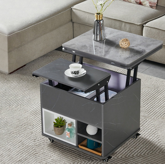 Top Lifting Side Adjustable Table with Drawers and Hidden Compartment