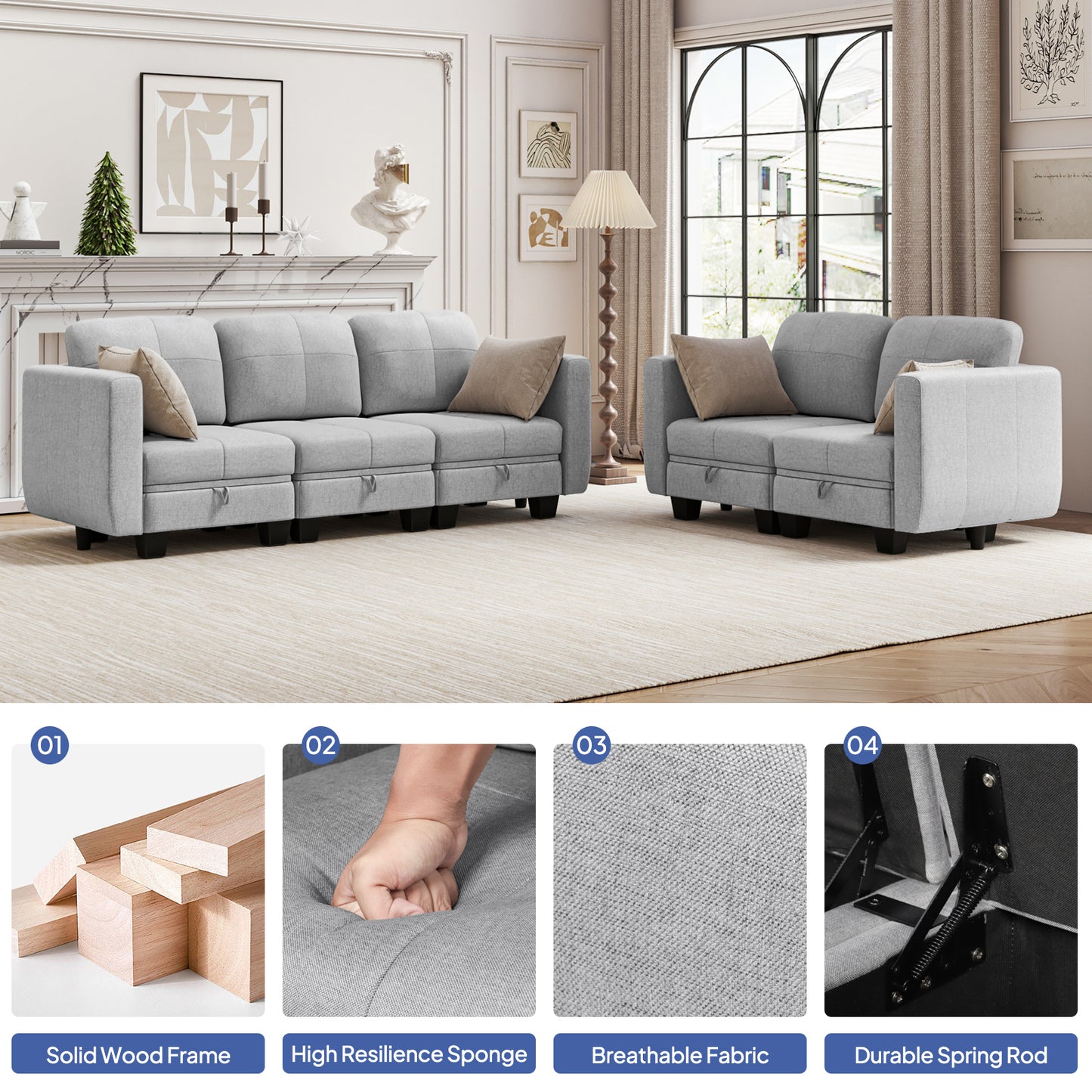 Sectional Couch Modular Sofa Set 6 Seat