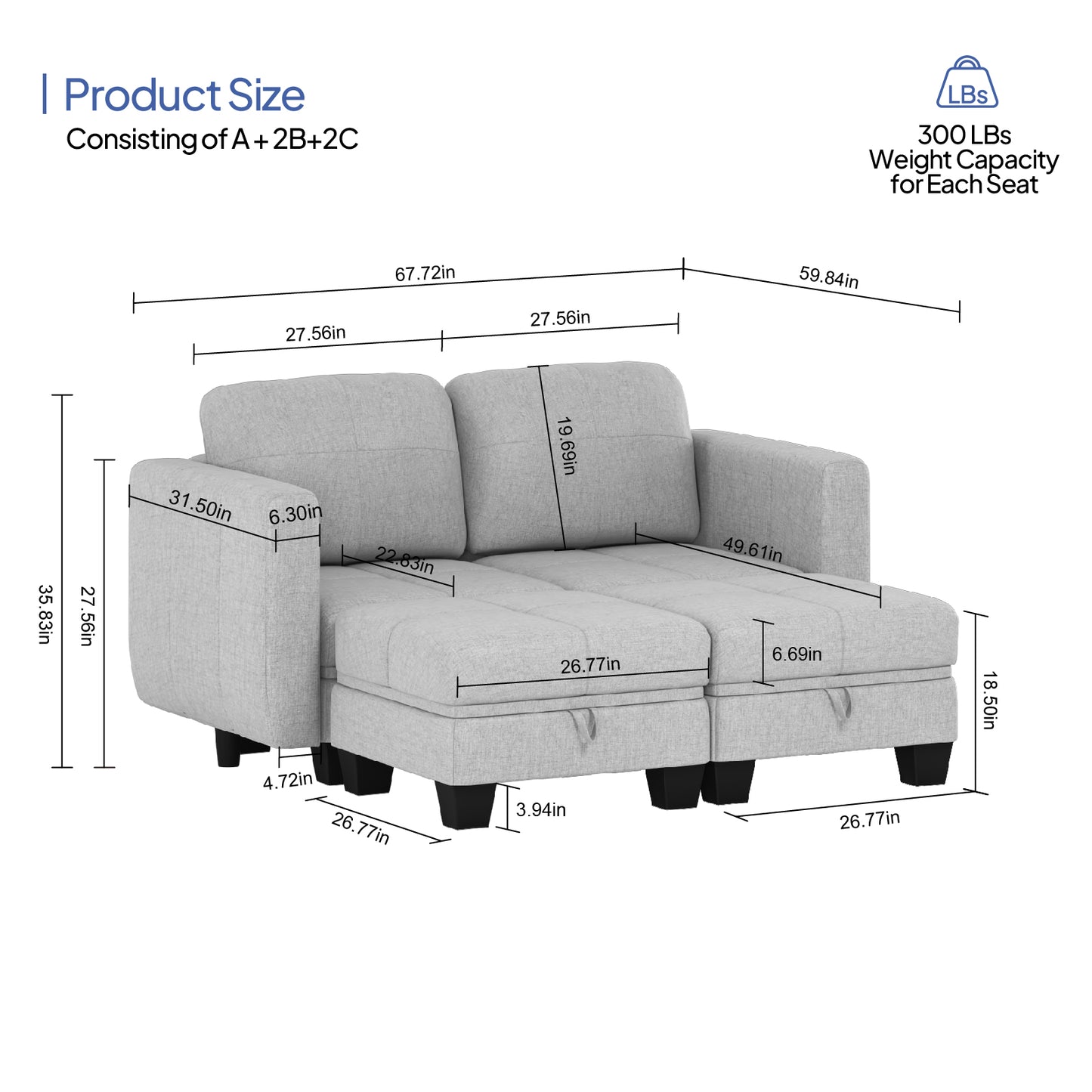 Modular Sofa Bed Loveseat