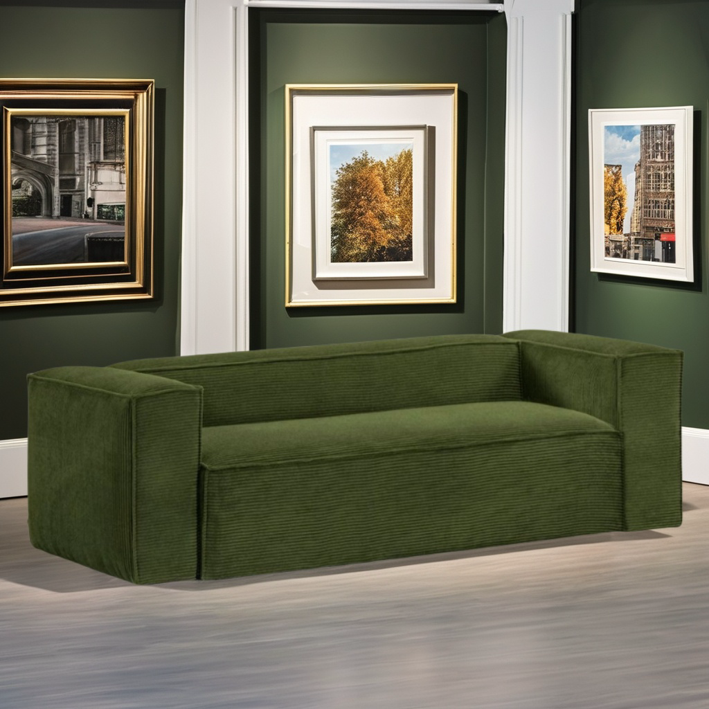 Green Teddy Velvet Loveseat Vacuum Compression Sofa